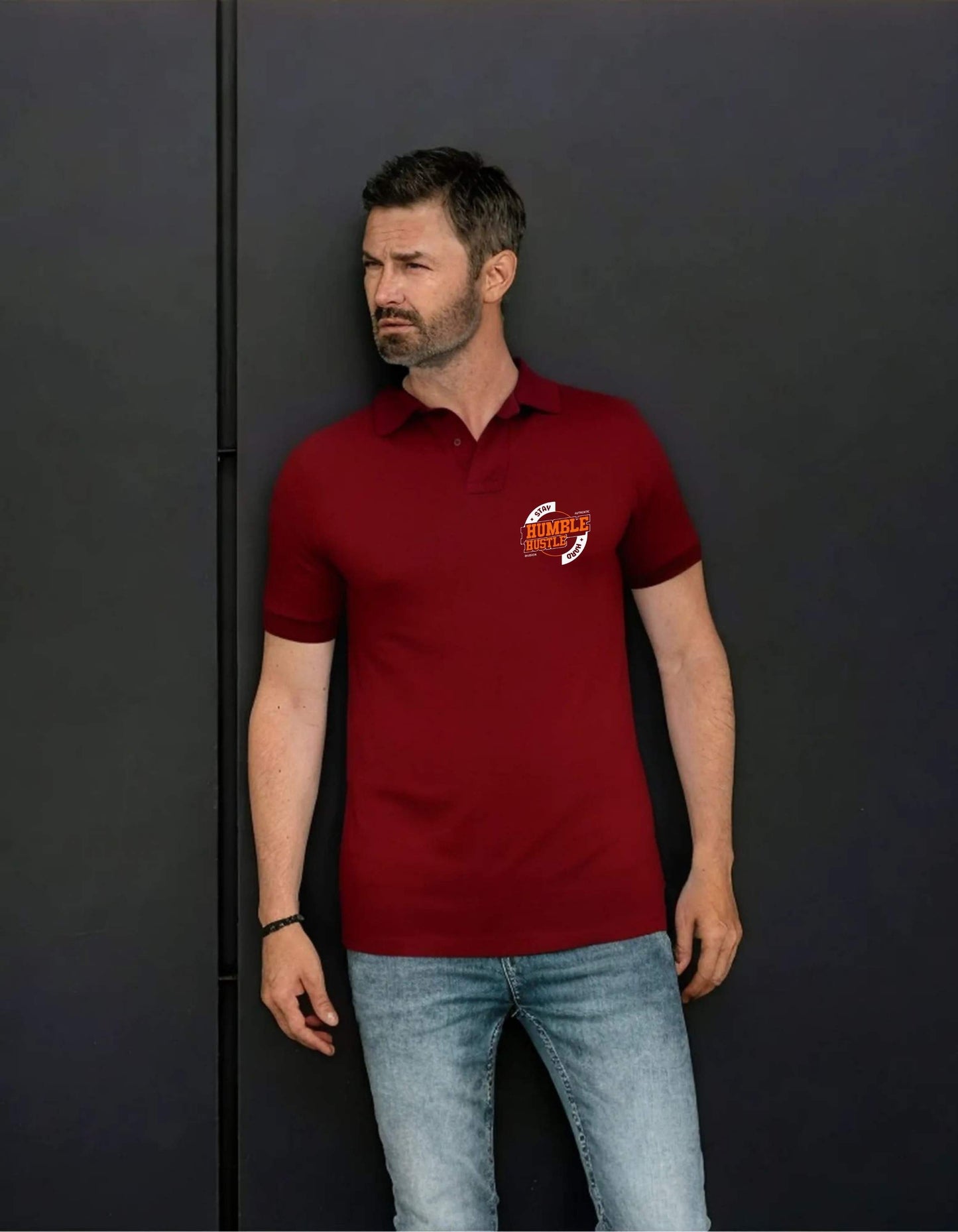 Beclassy Royal Blue Polo T-shirt- "HUSTLE HARDER"