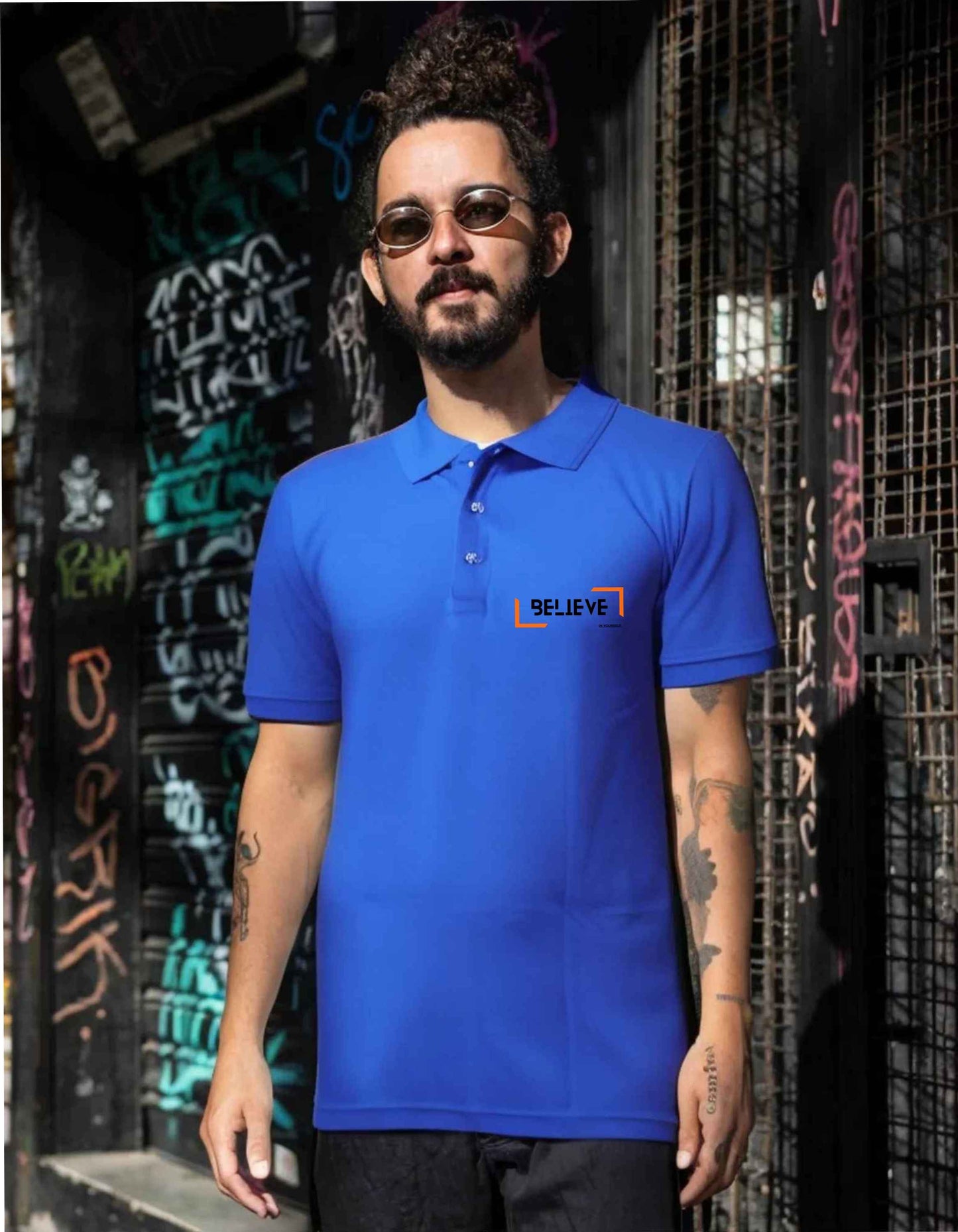 Beclassy Bottle Green Polo T-shirt- "BELIEVE"