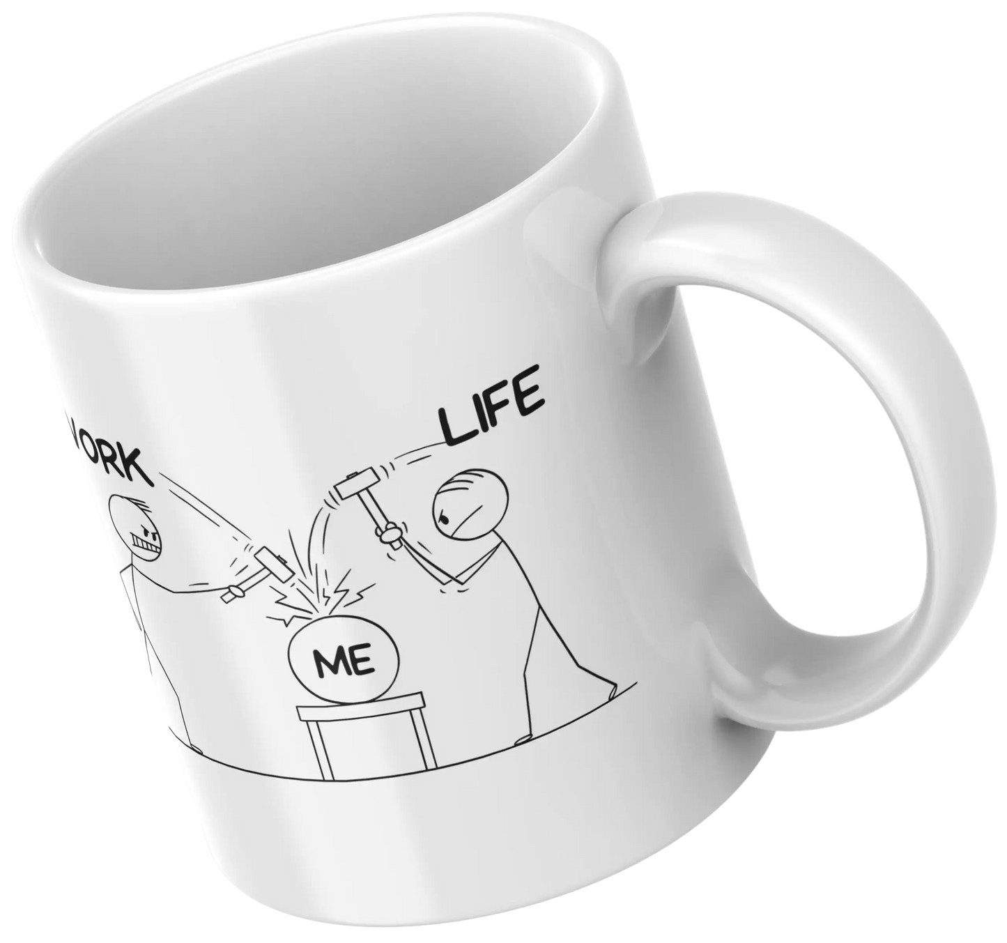 work, life and me custom print coffee mug