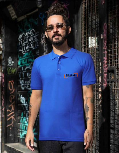Beclassy Bottle Green Polo T-shirt- "BELIEVE"
