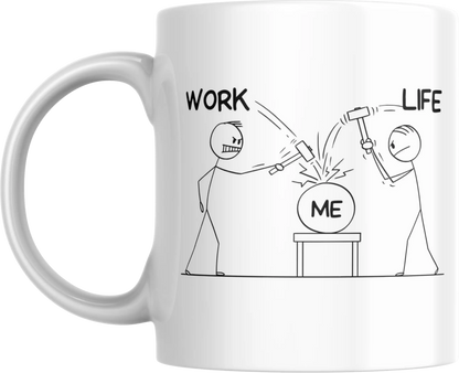 work life and me custom design print coffee mug