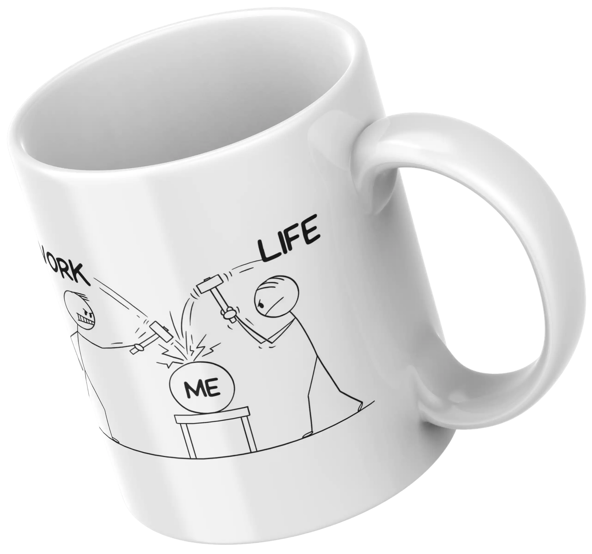 work, life and me custom print coffee mug