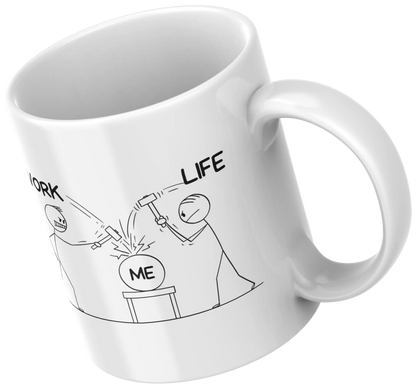 work, life and me custom print coffee mug